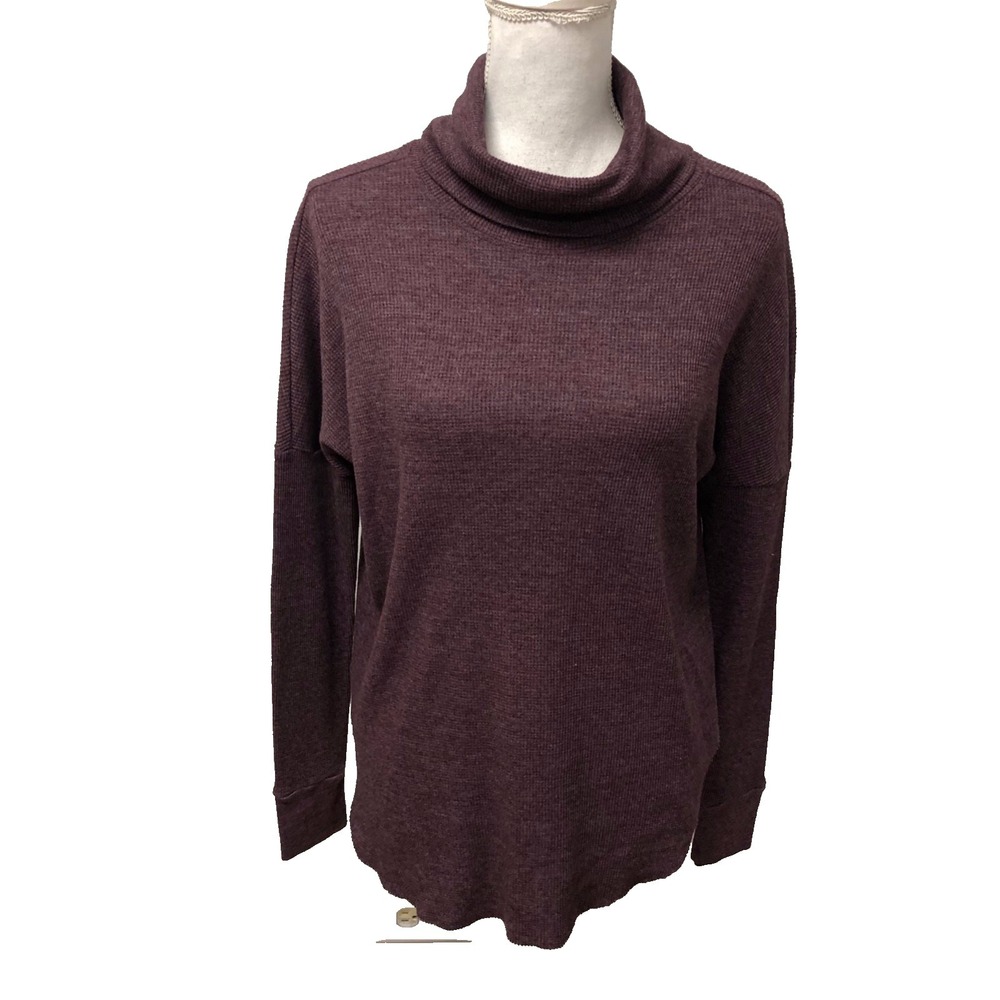 Michael Stars Turtleneck Thermal Waffle Knit Top  Womens XS Purple Warm Cozy